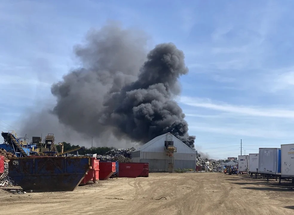 Massive Scrap Yard Fire in Brampton Prompts Safety Advisory and Road Disruptions